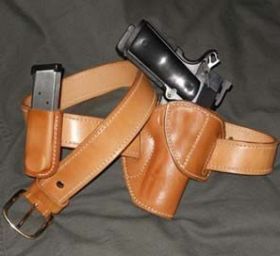 Shine Leather Belt Holster With Belt And Mag Pouch 